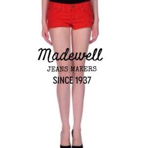 Madewell Red Cut-Off Jean Shorts